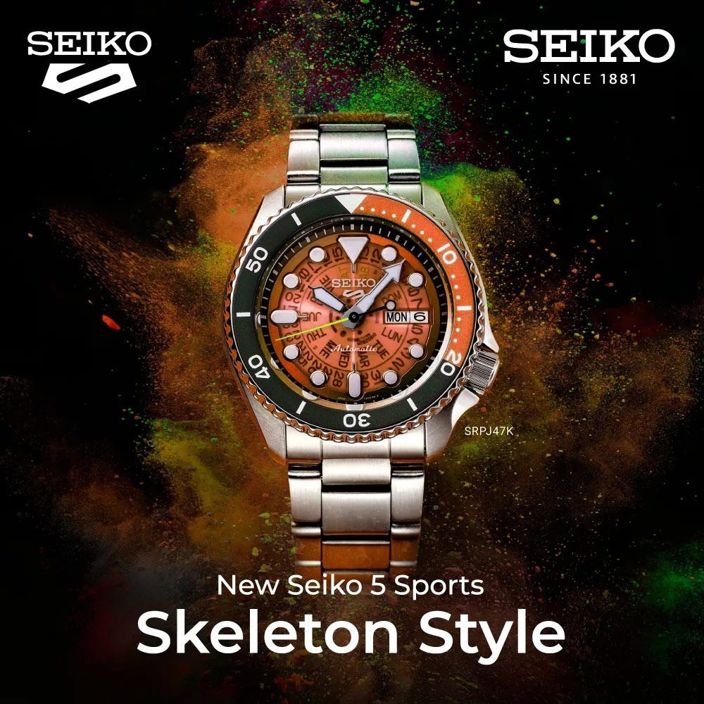 Seiko SRPJ47K1 5 Sports Skeleton Dial Automatic uhren