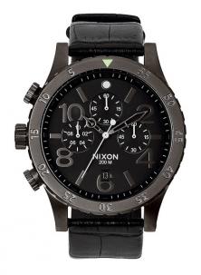  NIxon 48-20 Chrono Leather Black Gator A363 1886 Uhren