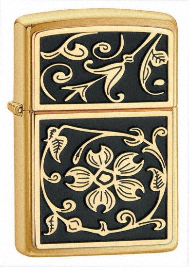 Zippo Gold Floral Flush Emblem 23053 Feuerzeug